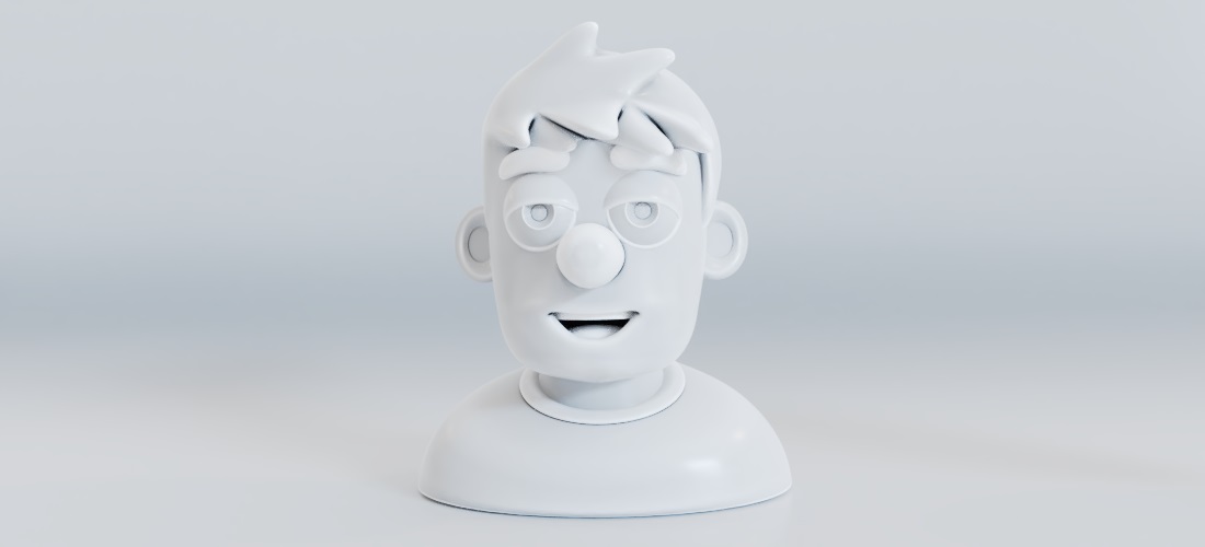 'Clay render' del busto, versión de un solo material