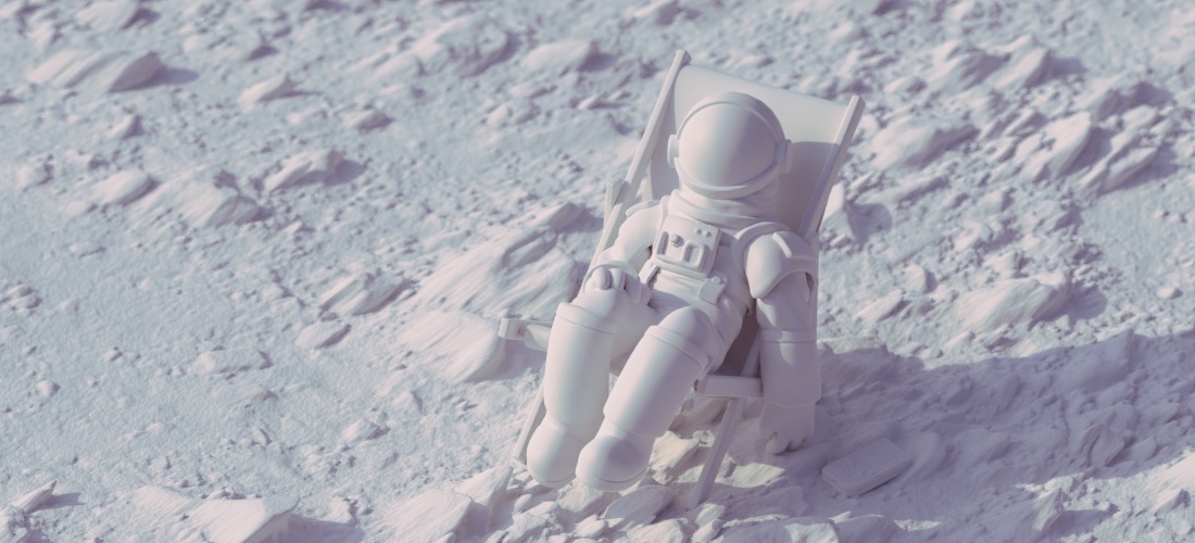 'Clay render' astronauta en Marte, versión de un solo material