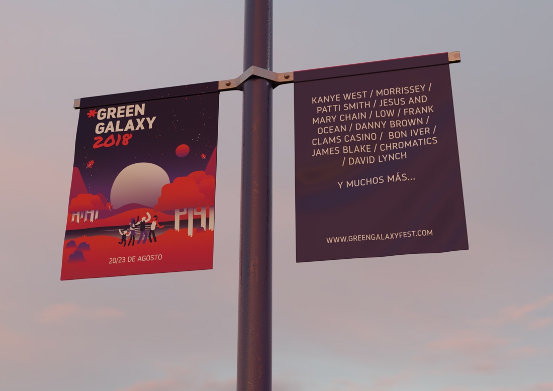 3D Render of the Green Galaxy Fest Banner banner